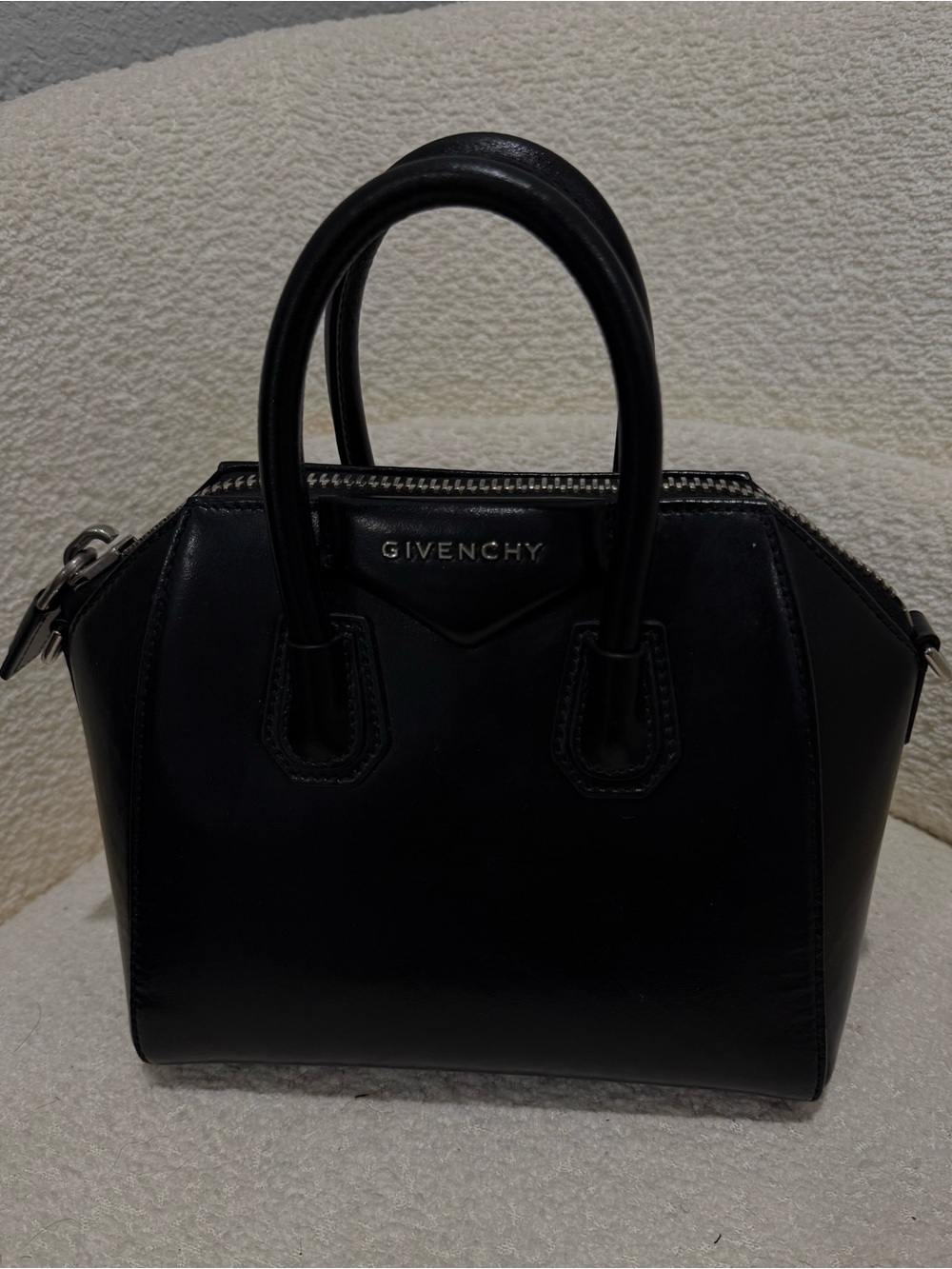 Givenchy Mini Antigona Black Leather Top Handle Crossbody Bag Authentic